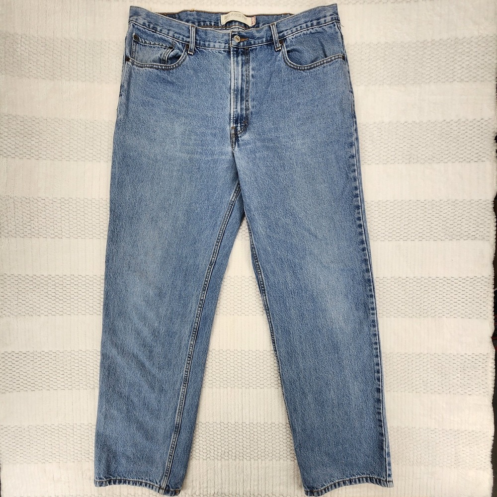 Levis 550 Jeans Relax Fit Acid Wash Blue Denim Men 38X34 Pants Made USA Vintage